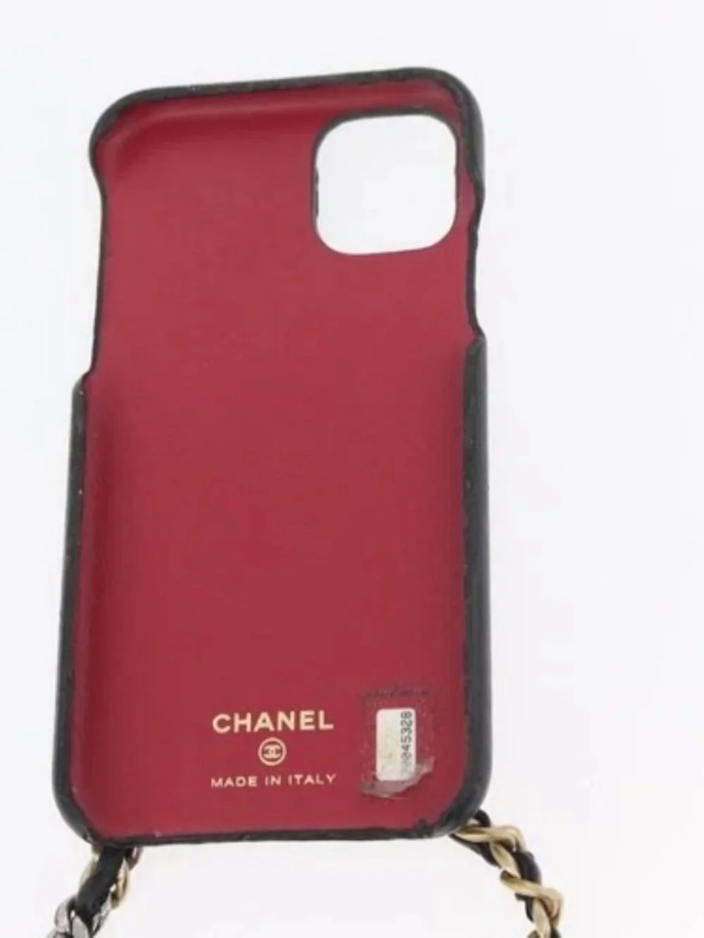 CHANEL Matelasse Chain iPhone Case Bag Lamb Skin Black Gold CC Auth BA12149A